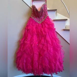Hot Pink Mori Lee Ball Gown Style Dress